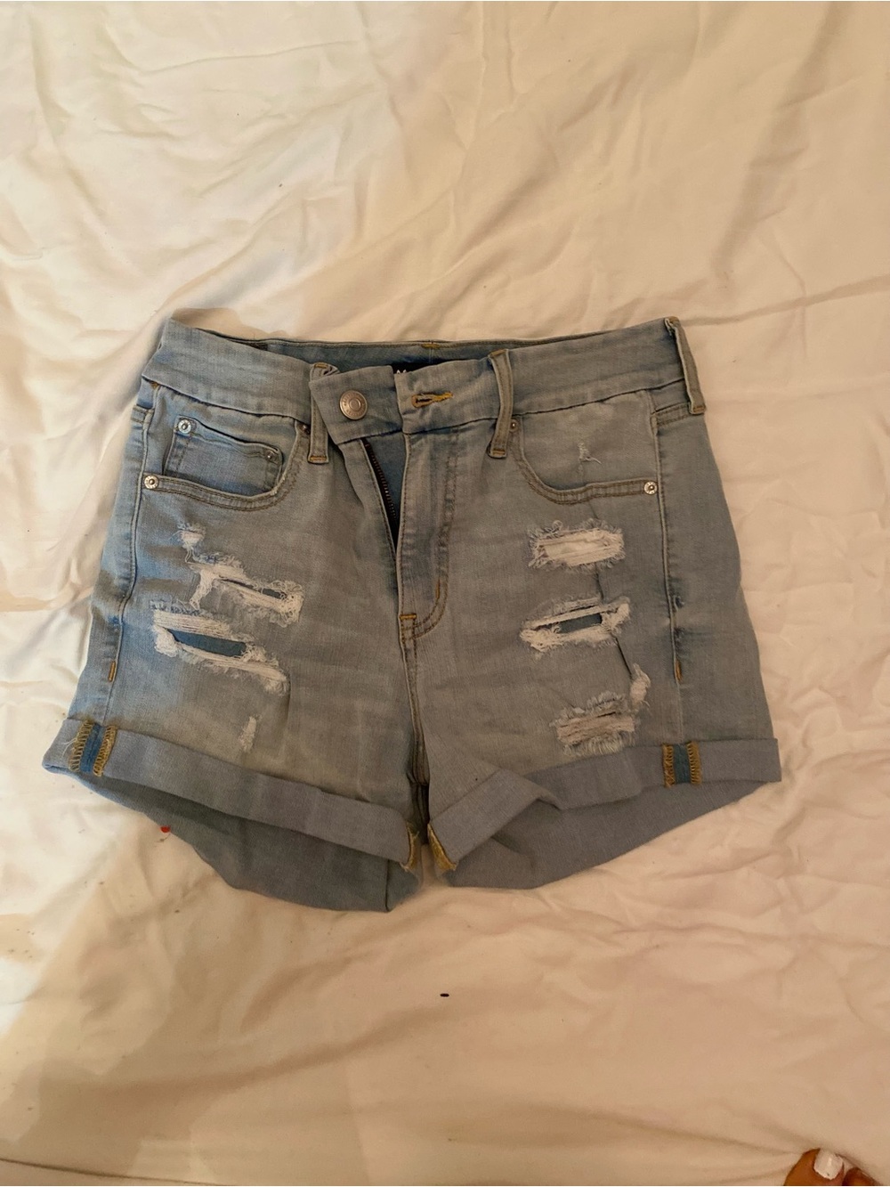Aeropostale high rise curvy Light Blue Distressed Jean Shorts